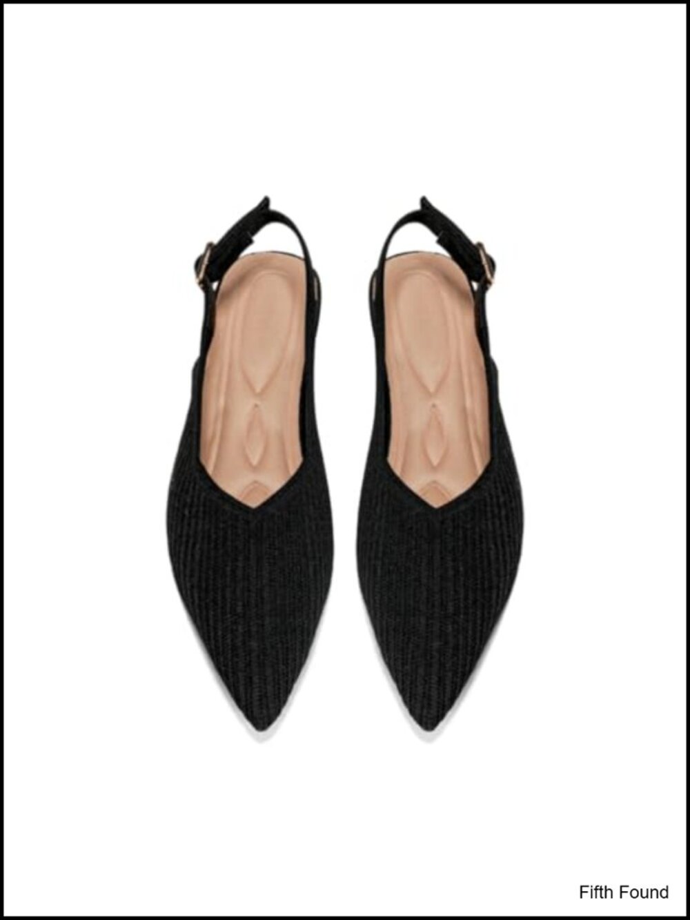 Pointed Toe Knit Ballet Flats Adjustable Ankle Strap Arch Support